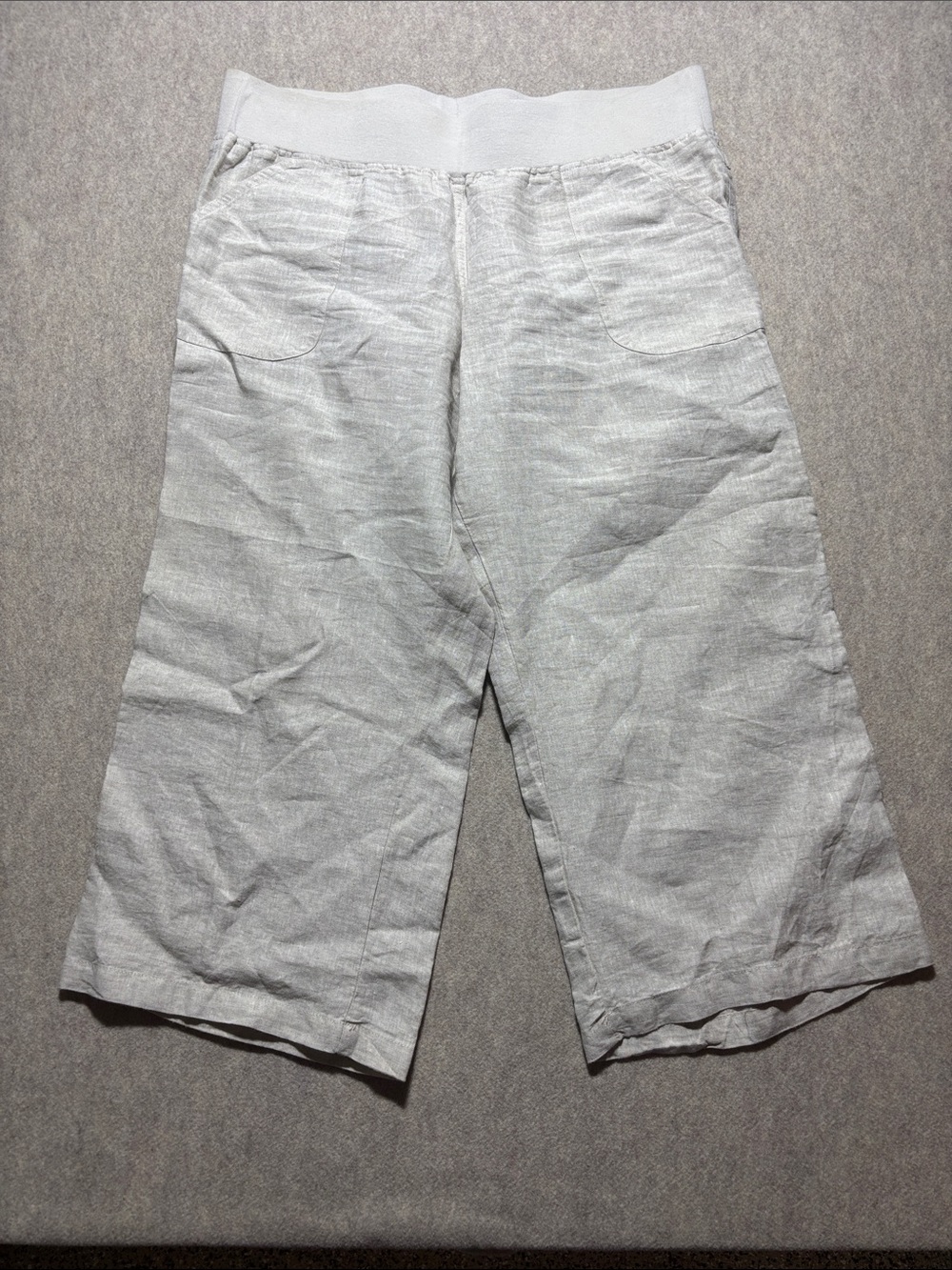 Allen Allen Women's 100% Linen Wide Leg Pull On Cropped Pants Size: XL (4)